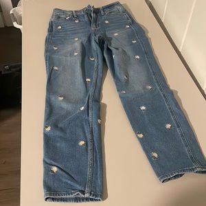 Hollister jeans with white roses